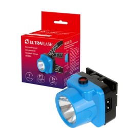 Фонарь аккумуляторный налобный LED5374 LED 1 режим 220В пластик. голуб. (бокс) Ultraflash 12427
