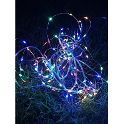 Гирлянда светодиодная "Разноцветные нити" 100LED 7м (4м+3м) мультиколор на солнечной батарее аккумулятор AA NI-MH 600мАч IP44 КОСМОС KOC_SOL196