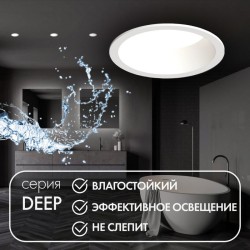 Светильник светодиодный 10Вт GU5.3 IP65 встраив. влагозащ. пластик бел. DENKIRS 696420