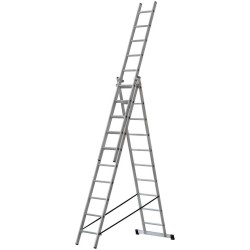 Лестница трехсекционная 3х10 H=285/481/674см 12.19кг алюм. FIT 65435