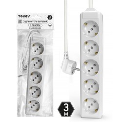 Удлинитель 5х3м с заземл. 10А 3х1.5 TOKOV LIGHT TKL-C01-BU5-3-1.5-Z