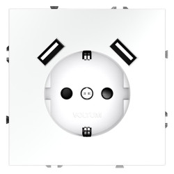 Розетка 1-м СП S70 16А с USB A+A с заземл. защ. шторки механизм бел. матов. Voltum VLS040402