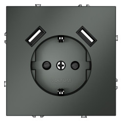 Розетка 1-м СП S70 16А с USB A+A с заземл. защ. шторки механизм титан Voltum VLS040406