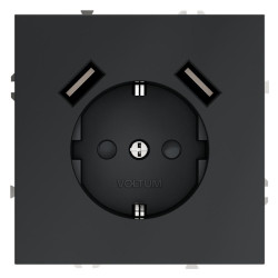 Розетка 1-м СП S70 16А с USB A+A с заземл. защ. шторки механизм графит Voltum VLS040407