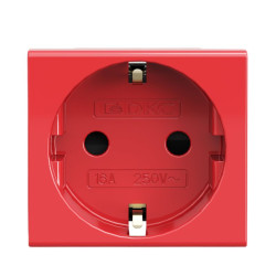 Розетка 1-м 2мод. Viva 16А IP20 2P+E с заземл. защ. шторки красн. DKC 45015