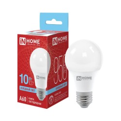 Лампа светодиодная LED-A60-VC 10Вт грушевидная 6500К холод. бел. E27 950лм 230В IN HOME 4690612020228