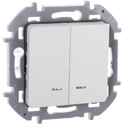 Выключатель 2-кл. Inspiria 10А IP20 250В 10AX с подсветкой/индикацией механизм бел. IEK 673630