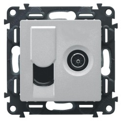 Панель лицевая Valena Life для розетки компьютерной + TV 2-м RJ45 + TV алюм. Leg 754832