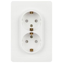 Розетка 2-м СП Style 7-208-01 16А 250В IP20 2х2P+E Schuko с заземл. защ. шторки бел. Intro Б0060625