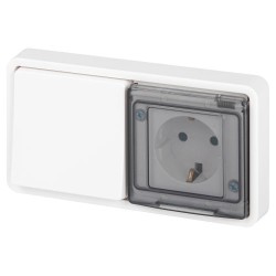 Блок розетка с выключателем Эксперт 11-7521-01 IP55 16А (10AX)-250В СУ бел. Эра Б0063261