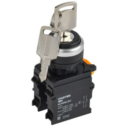 Переключатель 3 полож. 1НО+1НЗ с ключом черн. MASTER IEK MI-SW60-20Y-3-34-3-K02